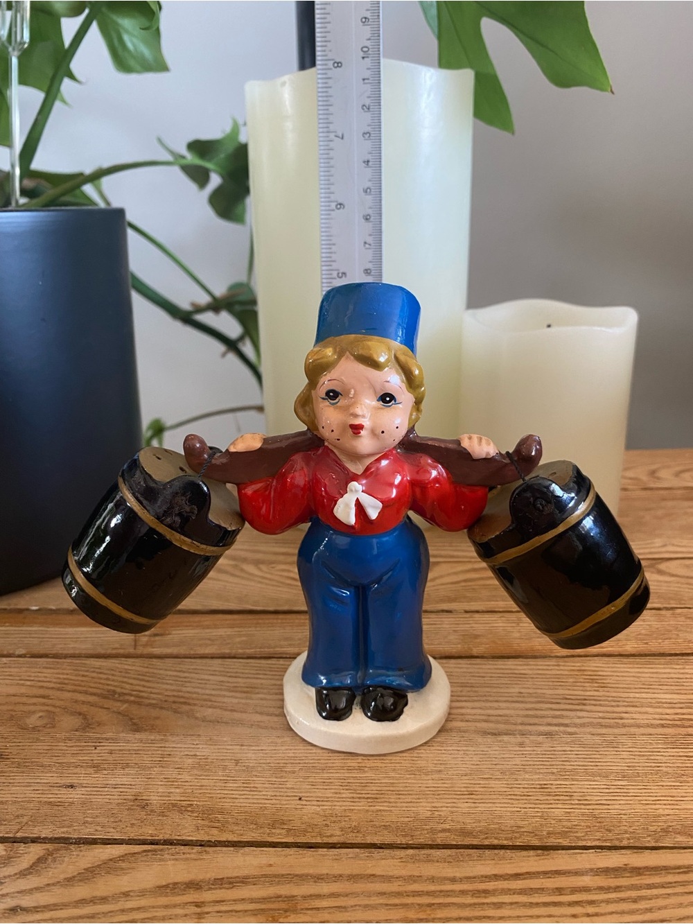 Vintage Dutch Boy Carrying Water Buckets Salt Pepper Shakers Japan